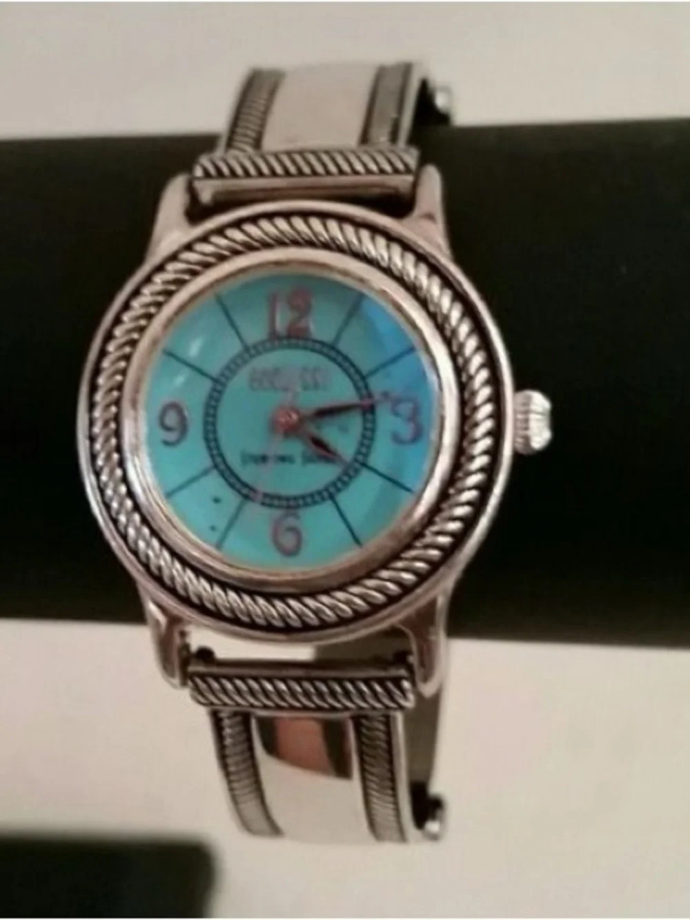 Vintage Ecclissi Southwestern Sterling Silver Brown Embossed Croc Leather Watch